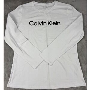 Calvin Klein Performance Mens XL White Long Sleeve Logo T-Shirt PFRT2346 New